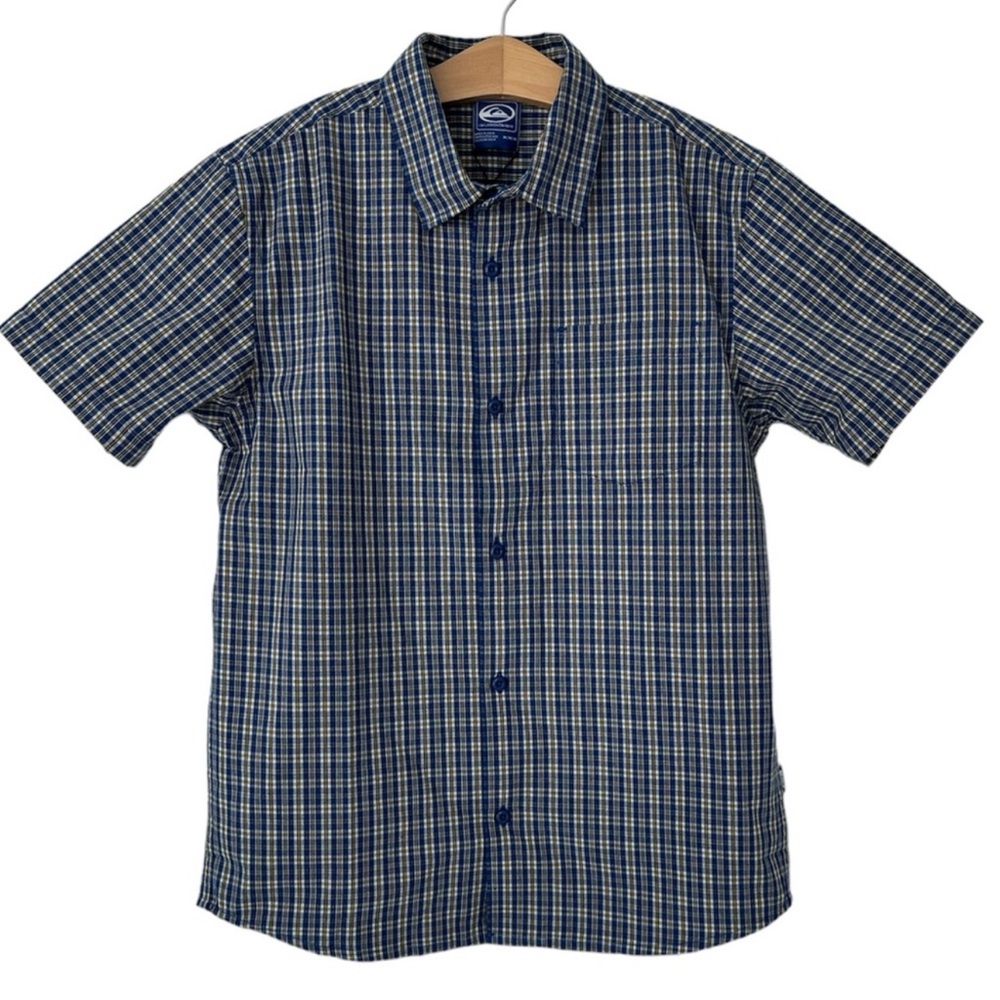 Quicksilver Shirt Saturn Casual Short Sleeve Plaid Button Up NWT Boy Size Medium
